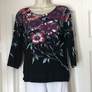 NWT Pierri New York floral beaded sweater size S